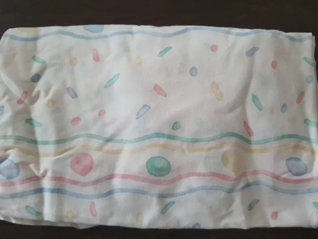 Vtg BEDTIME Originals Pastel balloon dots Fitted Crib Sheet pink blue green USA