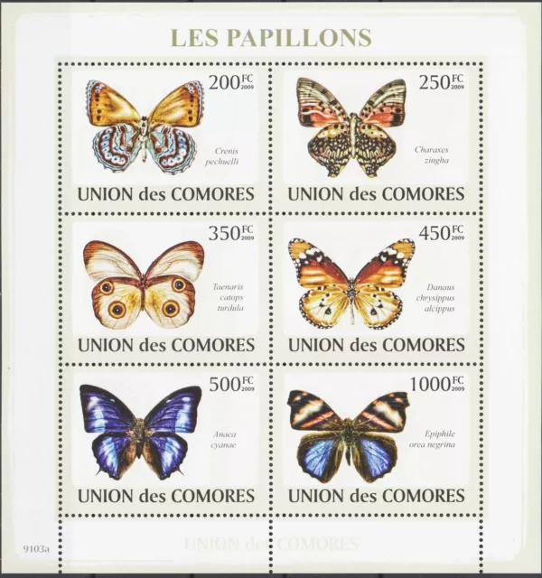 Comores Iles 2009 Papillon Papillons Insectes Nature m s MNH