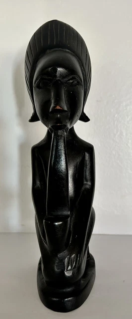 Vtg African Ebony/Ironwood Hand Carved Wood Sculpture Tribal Art Statue 9”