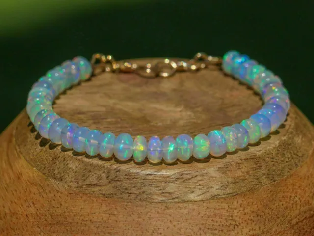 16 "Collier de perles de pierres précieuses d'opale éthiopienne naturelle...