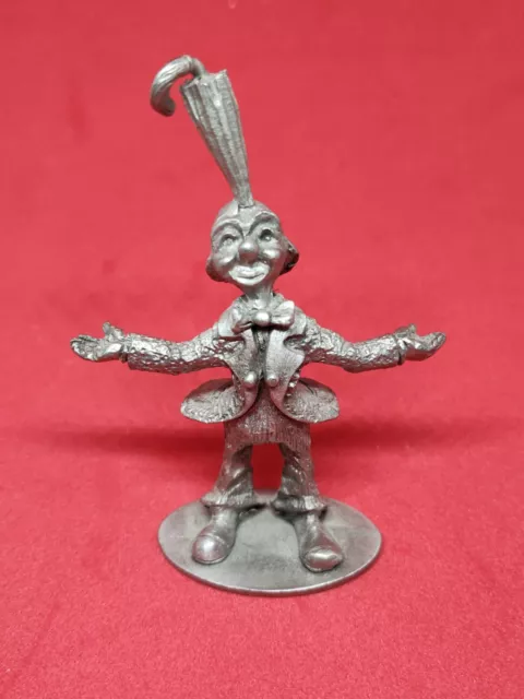 Spoontiques Pewter Circus Clown w/Umbrella Miniature #3759 Vintage 3" - RARE!