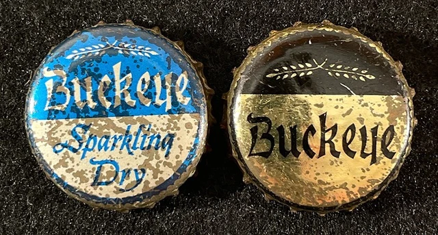 2 Buckeye Plastic Lined Beer Bottle Cap Toledo Ohio Vintage Crown Bucky Antiques