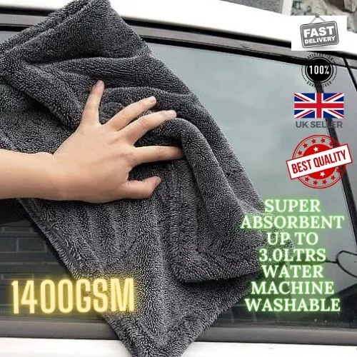 Premium microfiber Car Drying Towel,1400gsm Grey, 50 x 80 cm, New, Detailing