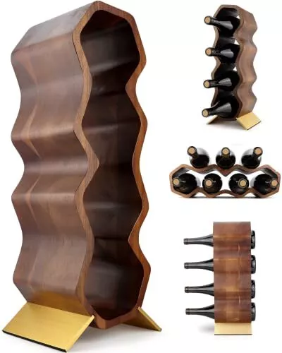 Gusto Nostro Wood Wine Rack, 7 Bottle, 2 Tier Wooden Wine Racks Countertop