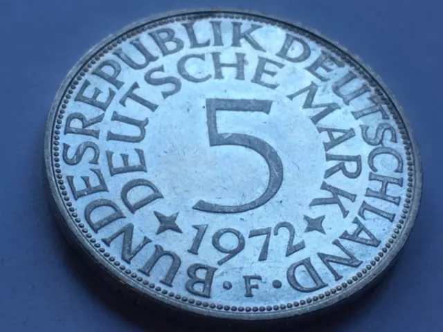 5 DM Deutsche Mark 1972 F Silberadler Silber BRD stempelglanz  Jäger 387