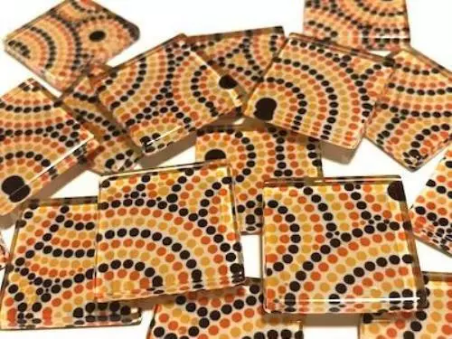 Handmade Aboriginal Inspired Glass Mosaic Craft Tiles 2.5cm No. 6 - Supplies Art