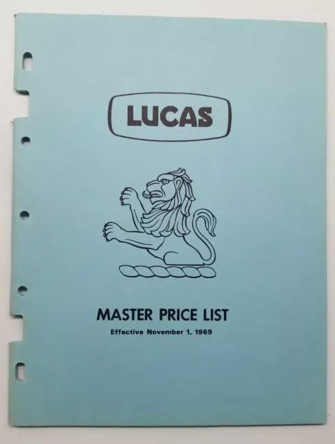 1969 Lucas Master Replacement Spare Parts Price List Book Catalog