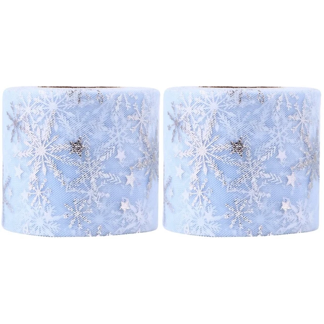 2 Sets Hochzeit Tüll Rollen Tüll Stoff Rollen Schneeflocke Sheer Band