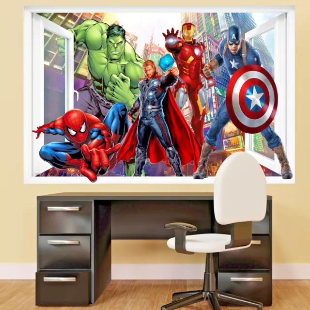 Avengers Superheroes Wall Art Stickers Mural Decal Boys Kids Bedroom Decor QO8