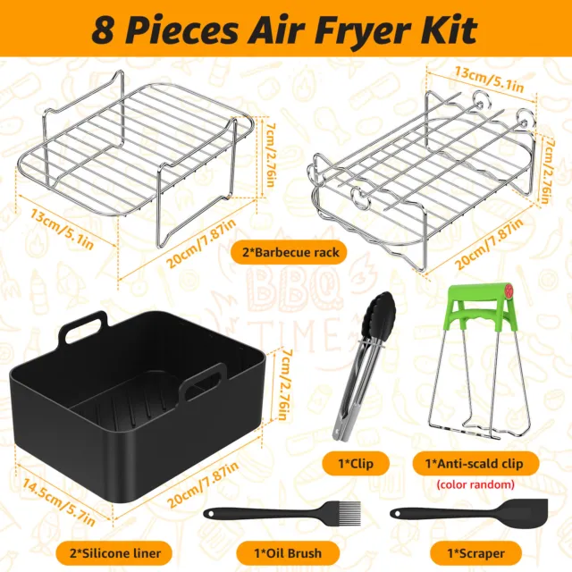 11pcs/set Stainless Steel Air Fryer Accessories Kit, Including 3