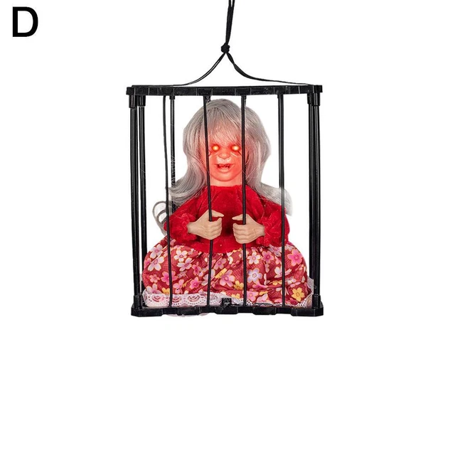 B Cage Ghost Halloween Hanging Decor Yelling Scary Animated Prisoner Ghost To U8