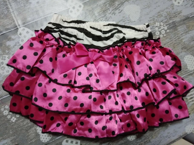 Gonna fashion bambina bimba neonata 6-18 mesi fucsia zebra pois + coprimutandina