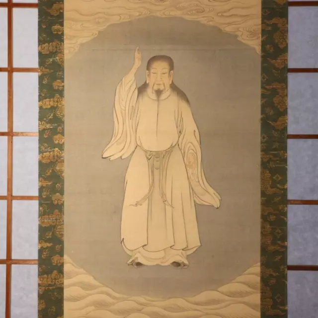 Japanese Kakejiku hanging scroll Buddhist art Emakimono Shakanyorai w / box