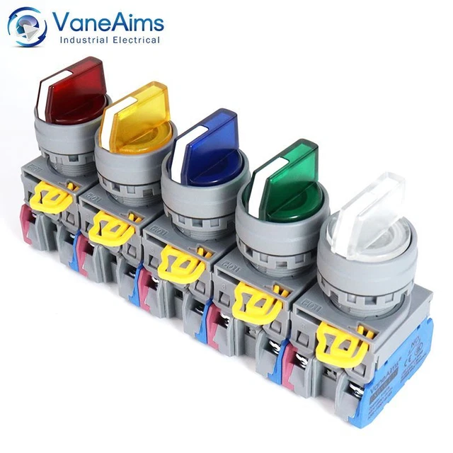Knob Rotary Switch Self-Locking Power Switch LED Light Illuminated Latching