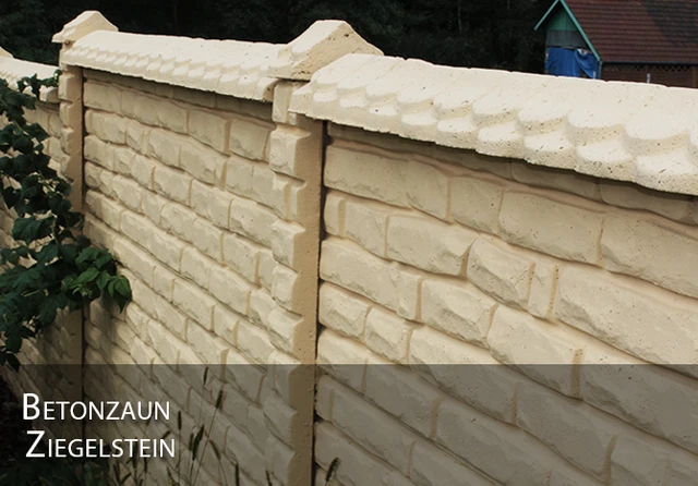 Betonzaun Sichtschutzzaun Zaun Ziegelstein Gartenzaun Betonzuäne H-2m L-1 lfm