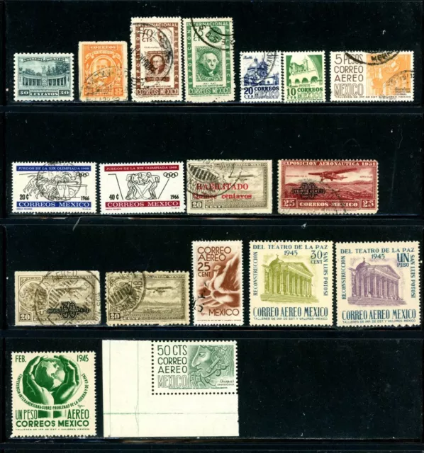 Mexico outstanding selection of 18 MH/Used Stamps