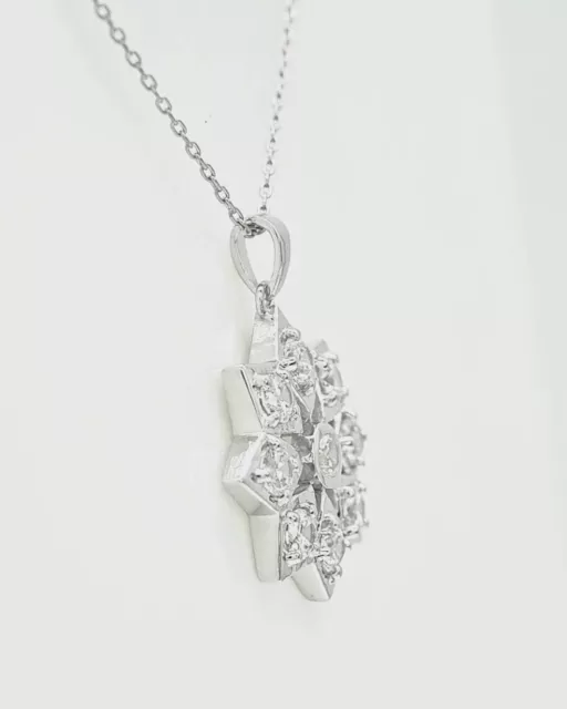 Delicate Floral Engagement Necklace 1.9 Ct Simulated Diamond 14K White Gold Over 3