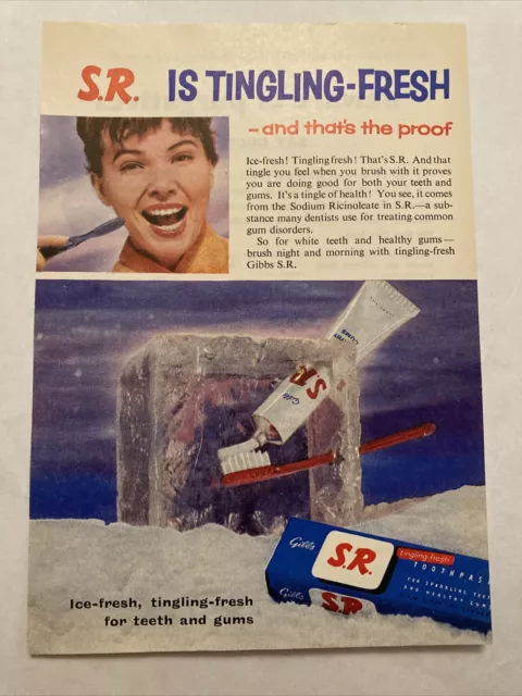 Gibbs SR Tingling Fresh Toothpaste Genuine 1956 Advert. S.R. Dental Hygiene