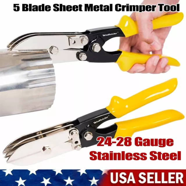 5-Blade Sheet Metal Crimper Crimp 24 Gauge Steel and 28 Gauge Stainless Steel