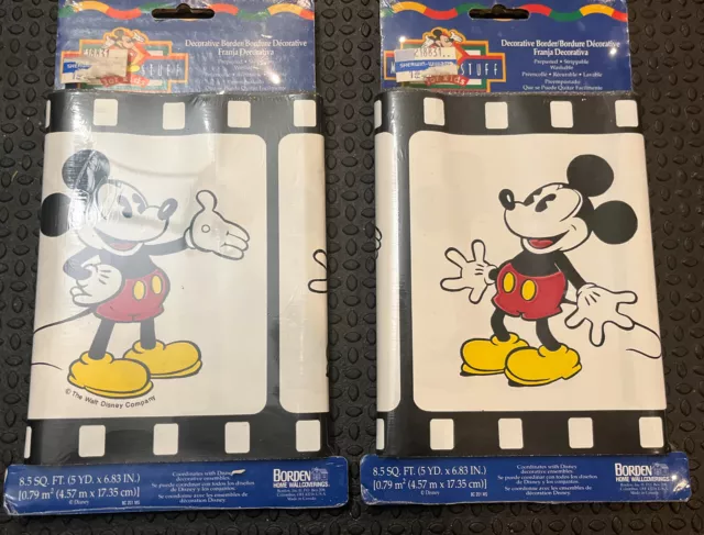 NOS Mickey Mouse Decorative Wall Border PrePasted 5 yards (lot Of 2)