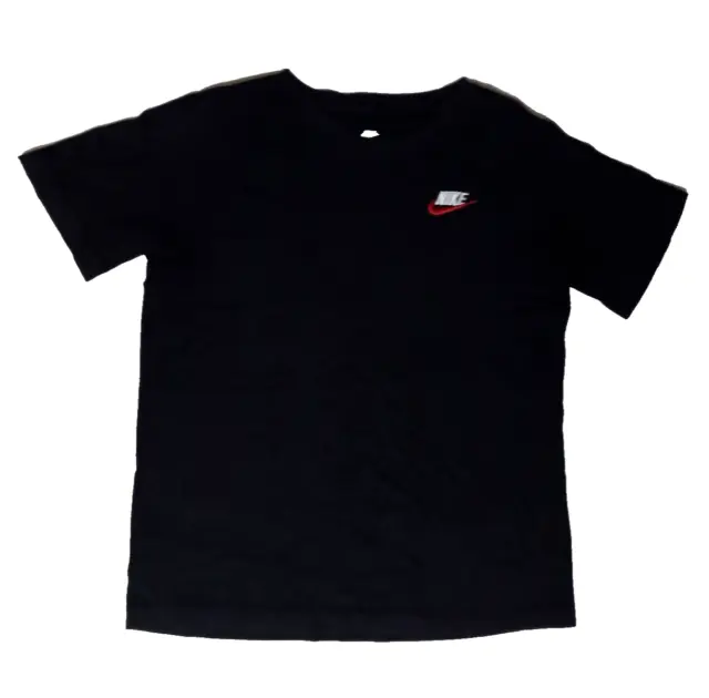 The Nike Tee Swoosh Logo T Shirt Boys Medium Black Youth Short Sleeve Crew Neck