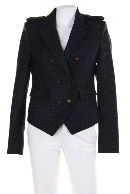 Blazer ouí con rovesci lana collo a quadretti cashmere D 36 blu