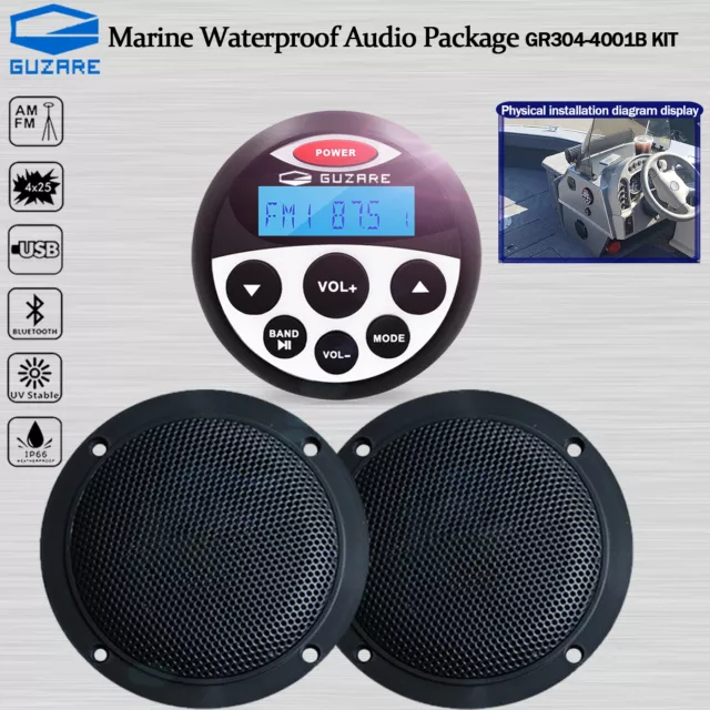 Marine Stereo Watertight Boat Am Fm Radio Bluetooth Multimedia System