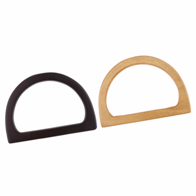 2pcs Natural Wood D-Shape Bag Handle Replacement Handbag Handle Purse Making