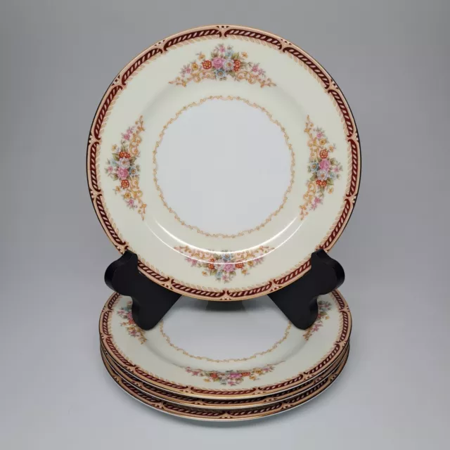 Vintage Noritake China Alberta 6501 - SET of 4 Salad Plates 7 5/8" Floral Japan