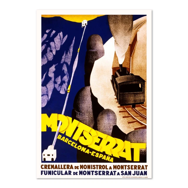 Montserrat Barcelona Spain 1920s Vintage Style Train Travel Poster - Classic Art