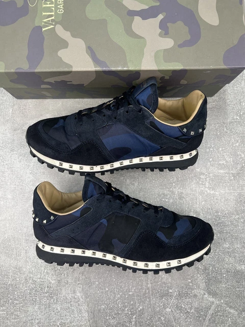 MENS VALENTINO Studsole Camo Sneaker Navy Nylon 300.00
