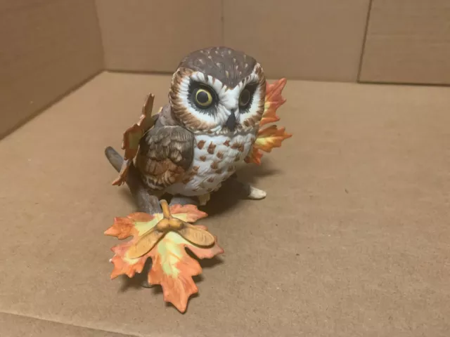 LENOX Fine Porcelain Figurine Garden Birds Collection Saw Whet Owl 3.5” Tall