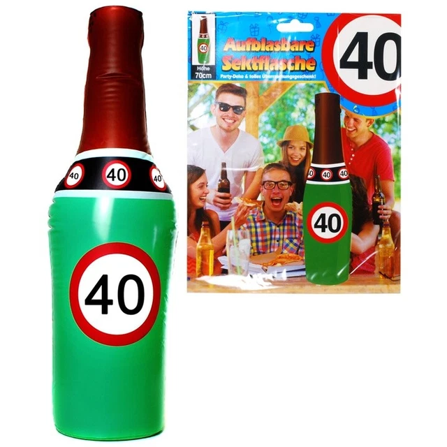 AUFBLASBARE SEKTFLASCHE 40. Geburtstag 70 cm hoch Party Deko
