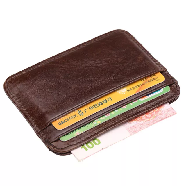 Mens Leather Slim Wallet RFID Blocking Minimalist ID Holder Credit Card Wallet