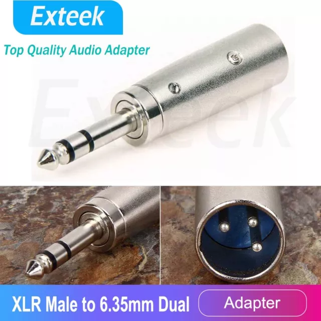 3-Pin XLR Male to 1/4" 6.35mm Stereo Cable Microphone Mic TRS Adapter