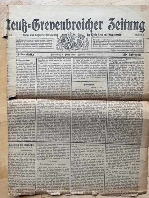 Historische Zeitung, Neuß-Grevenbroicher Zeitung von 1902