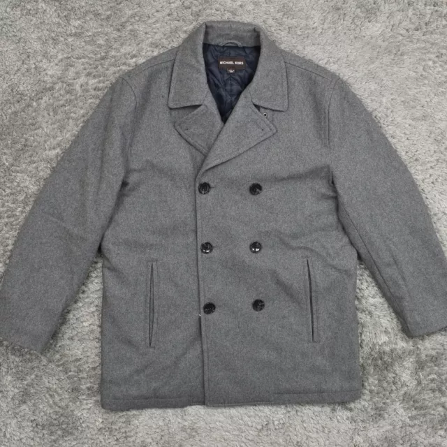 Michael Kors Men's Size L Pea Coat Jacket Gray Wool Double Breasted