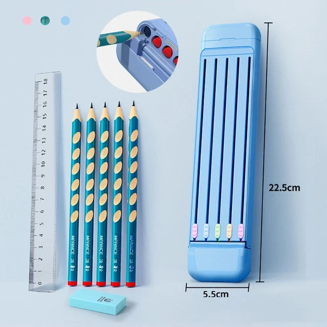8pcs/set Eraser Holder Pen Box Stationery Ruler Storage Pencil Case  Office