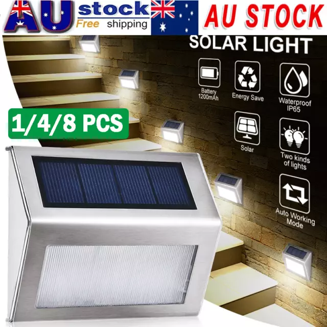 LED Solar Power Path Stair Outdoor Light Garden Yard Fence Wall Landscape Lamp