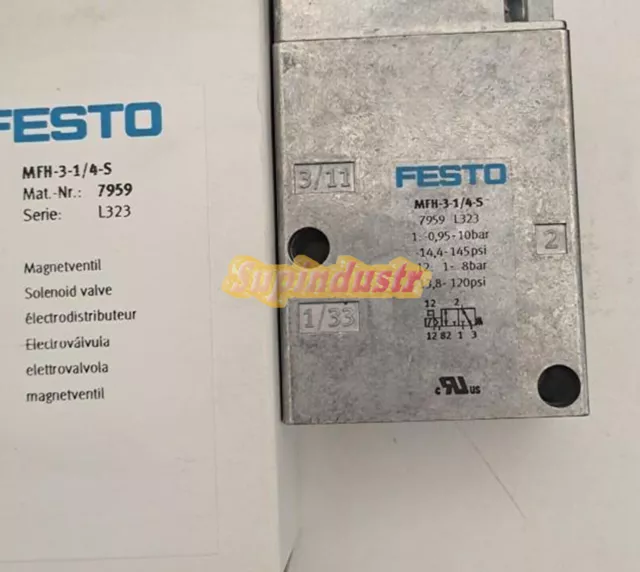 NEW FESTO MFH-3-1/4-S 7959 PLC Solenoid Classic Valve 230VDC 240VAC  (1Pcs)