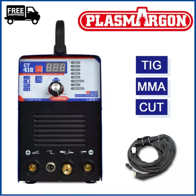 CT418 IGBT Plasma Cutter 3in1 CUT/TIG/MMA Welding Machine Digital Display Pulse