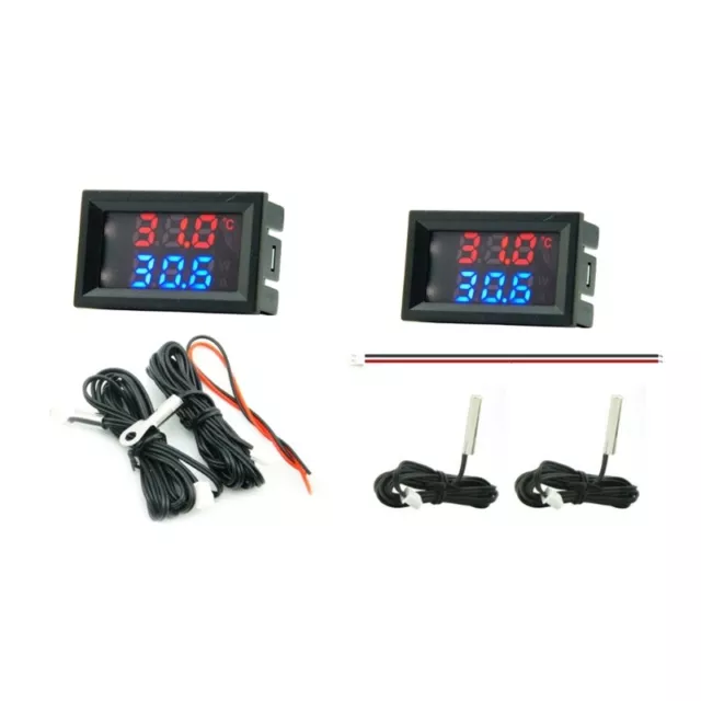 Dual Digital Thermometer Single Voltage Gauge Temperature Sensor Tester for Car