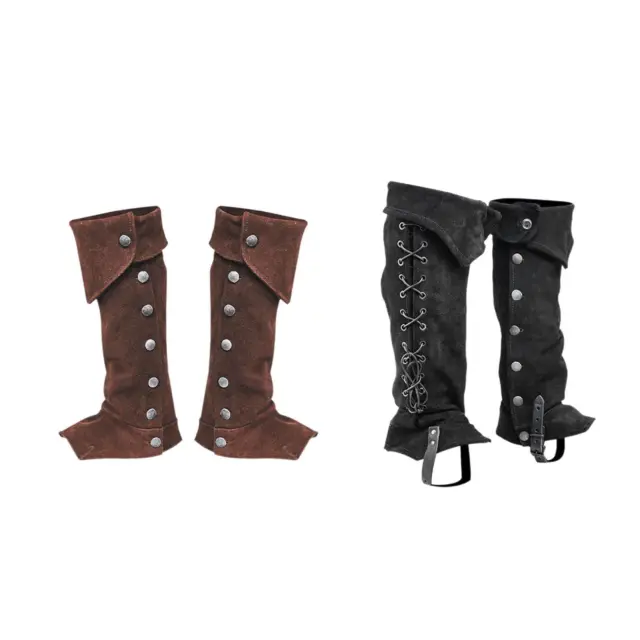 Faux Leather Pirate Boot Tops Shoes Cover Leg Guards Waterproof Bandage Boots