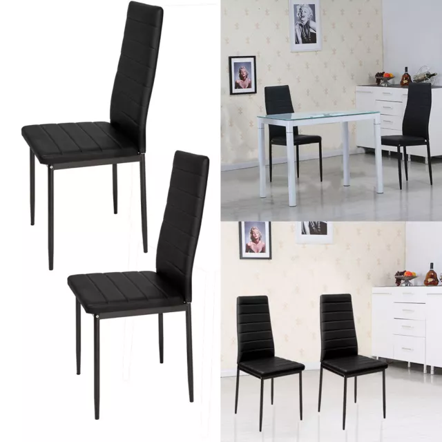 4/6× Modern Faux Leather Dining Chairs Black Luxury High Back Office Restaurants