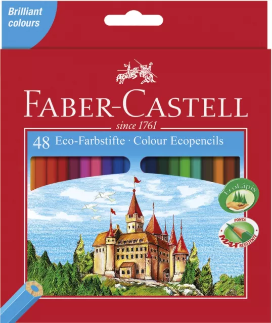 48 Faber Castell Farbstifte Buntstifte Malstifte 48er Etui Eco Zeichenstifte
