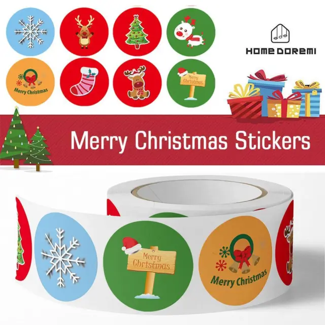 Christmas Stickers Merry Xmas Labels Happy Holidays Cards Gifts Presents 2023 K7