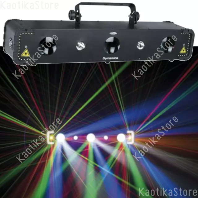 EFFETTO 4 in 1 LUCE LASER + LED + STROBO luci discoteca automatico musicale dmx