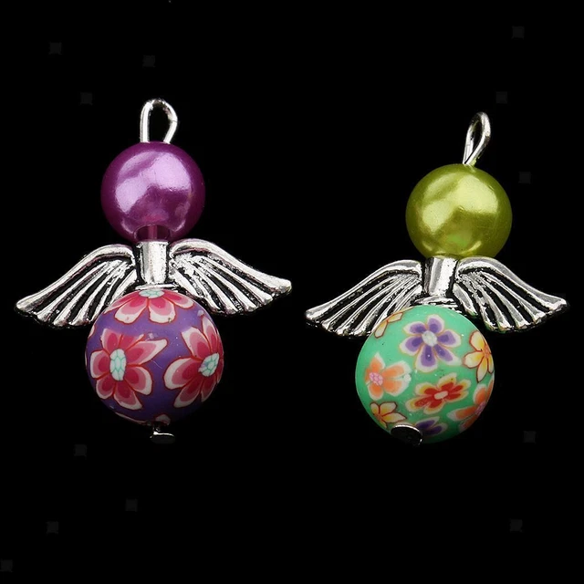 2X 10 Stück Mixed Angel Charms Perle Acryl Perle Anhänger DIY Schmuck 3