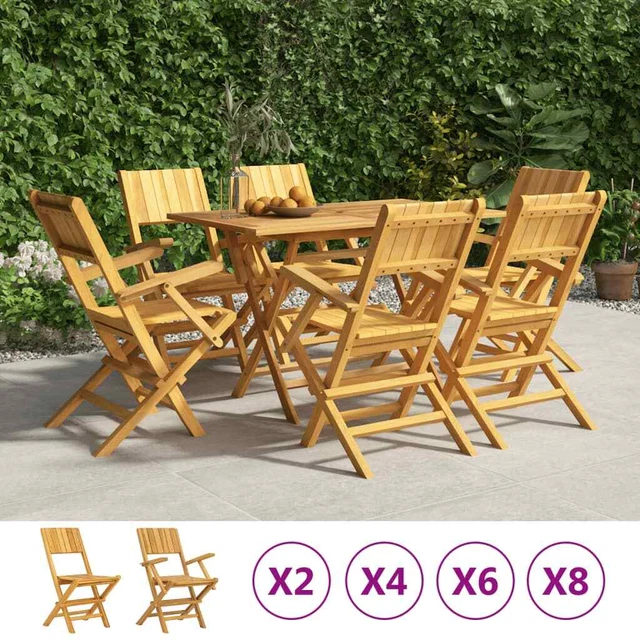 CHAISES DE JARDIN pliantes lot de 2 55x61x90cm bois massif teck EUR 139 ...