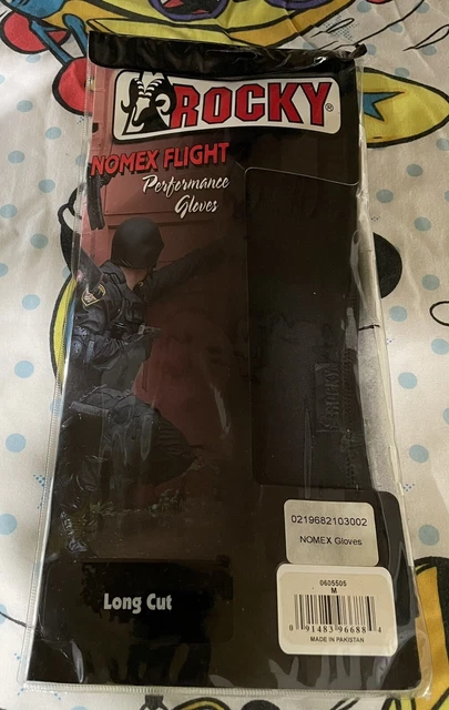 Vintage 80's Rocky Nomex Flight Performance Gloves Long Cut Size M Leather Palm